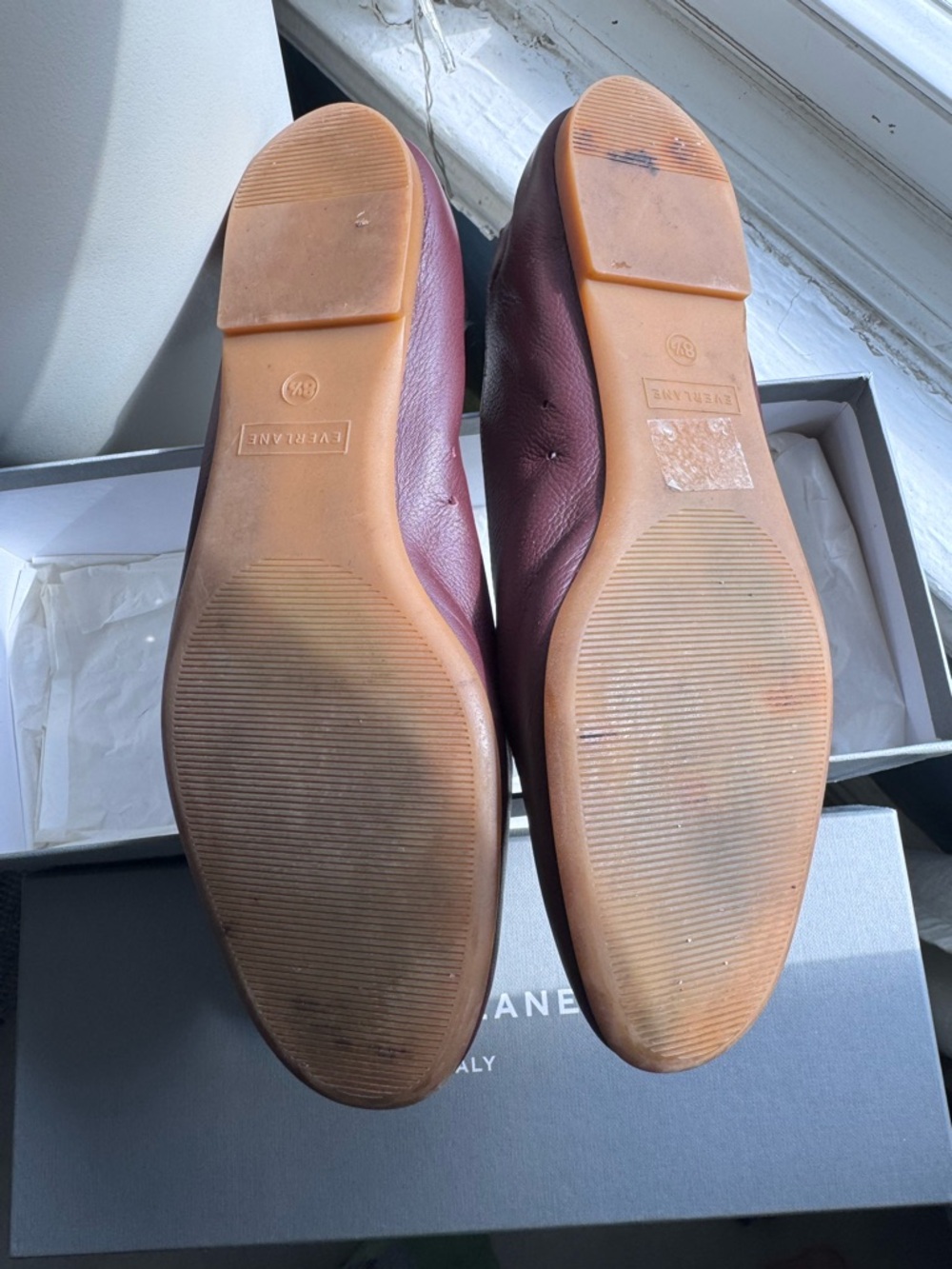 Everlane Burgundy Leather Ballet Flats Day Glove - Picture 6 of 6
